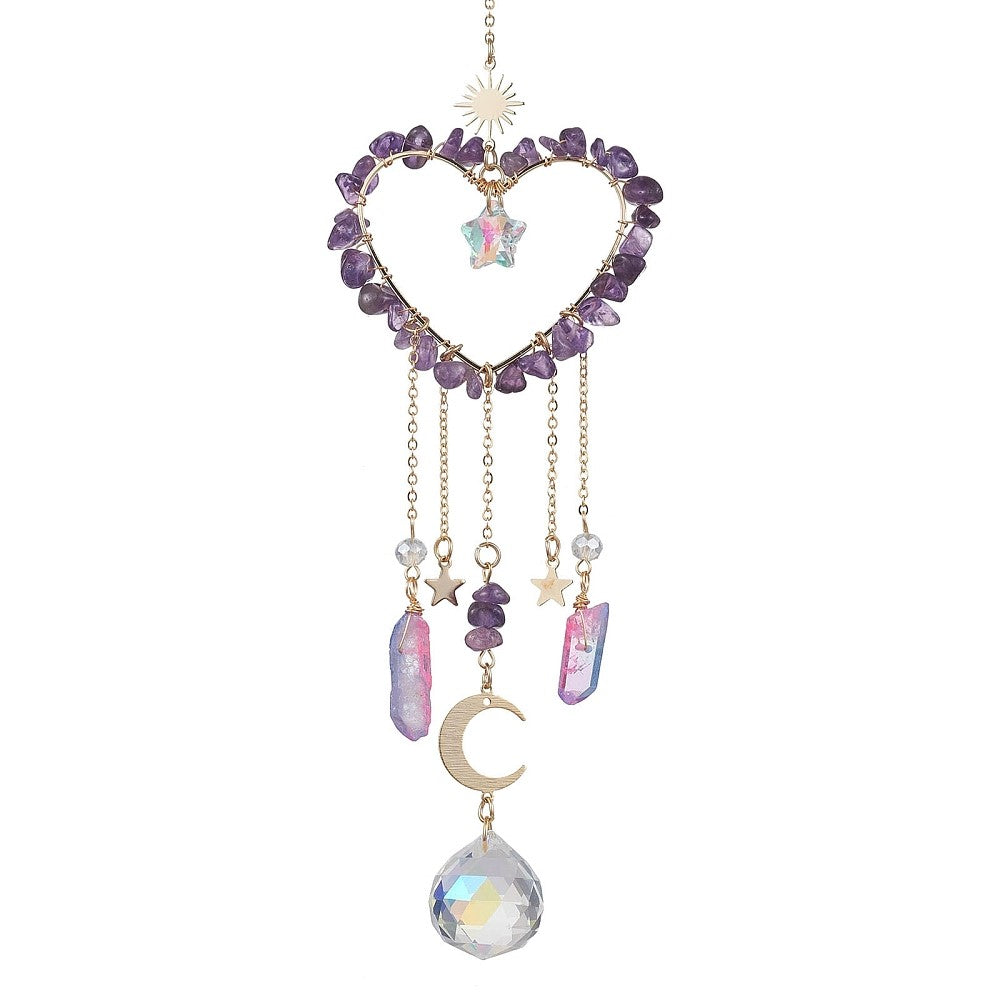 Heart  Amethyst Gemstone Suncatcher