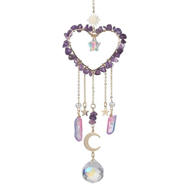 Heart  Amethyst Gemstone Suncatcher