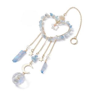 Heart Aquamarine Gemstone Suncatcher