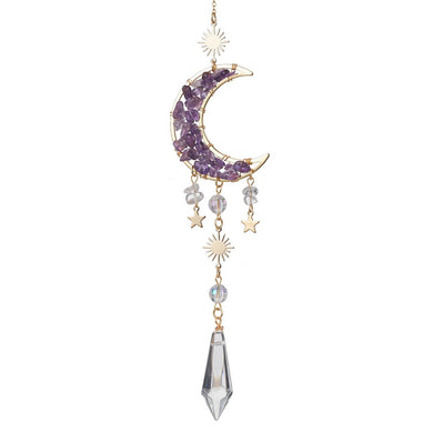 Amethyst Chip Moon Suncatcher