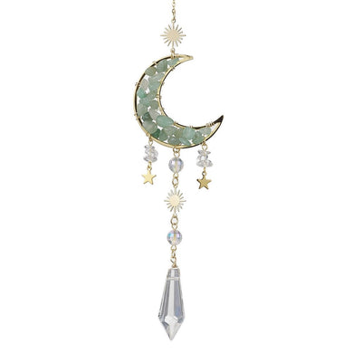 Green Aventurine Chip Moon Suncatcher