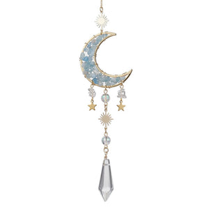 Aquamarine Chip Moon Suncatcher