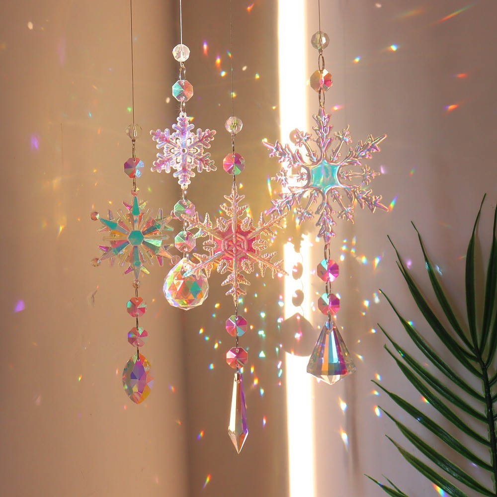 Snowflake Glass Suncatcher set of 4