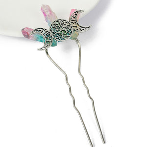 Rainbow Crystal Triple Moon Hair Stick