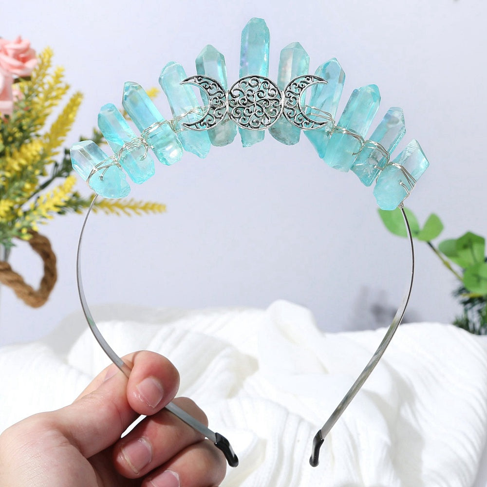 Aqua Triple Moon Metal Crown