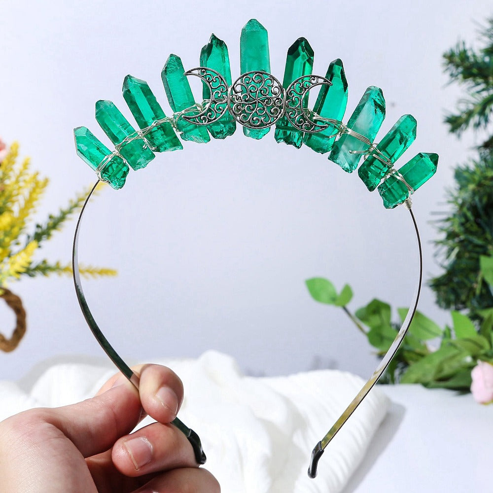 Green Triple Moon Metal Crown