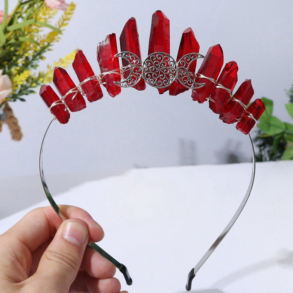 Red Triple Moon Metal Crown