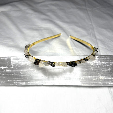 Black Tourmaline in Quartz Hair Bands