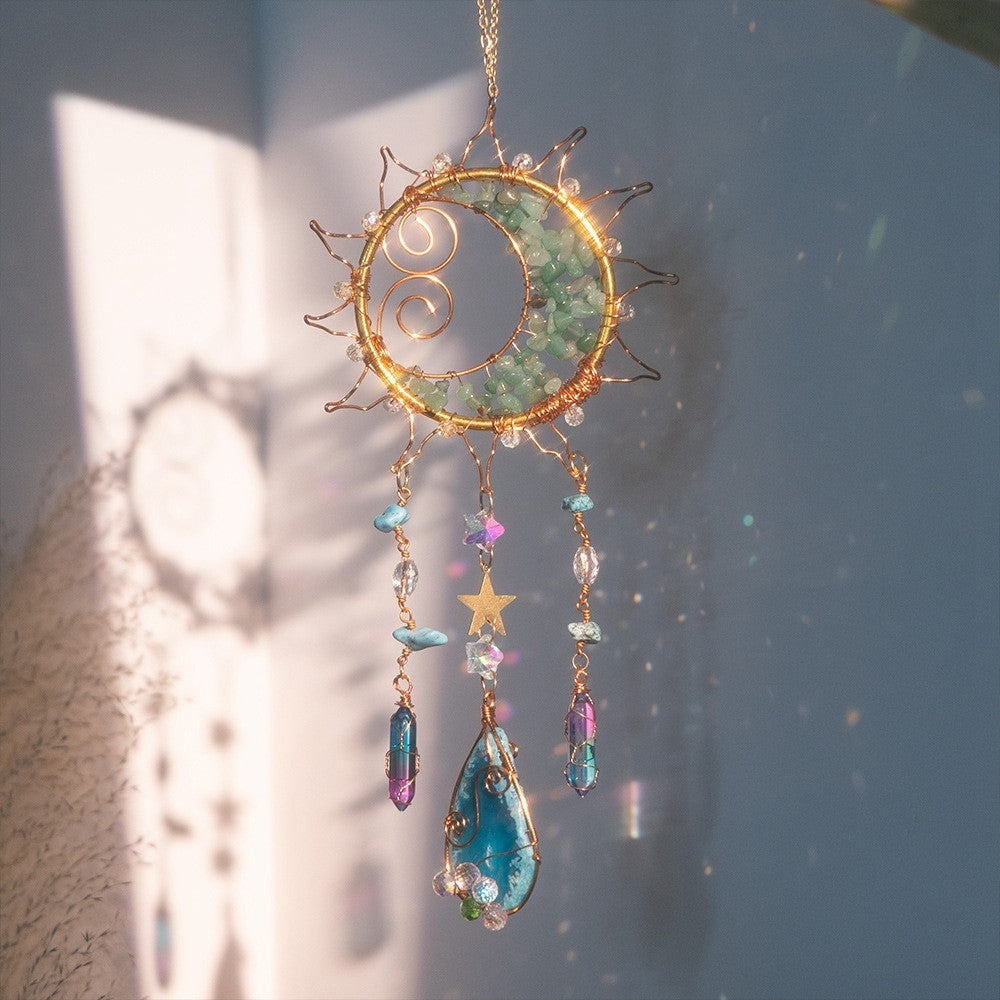 Wire Wrapped Metal Sun/Moon Suncatcher