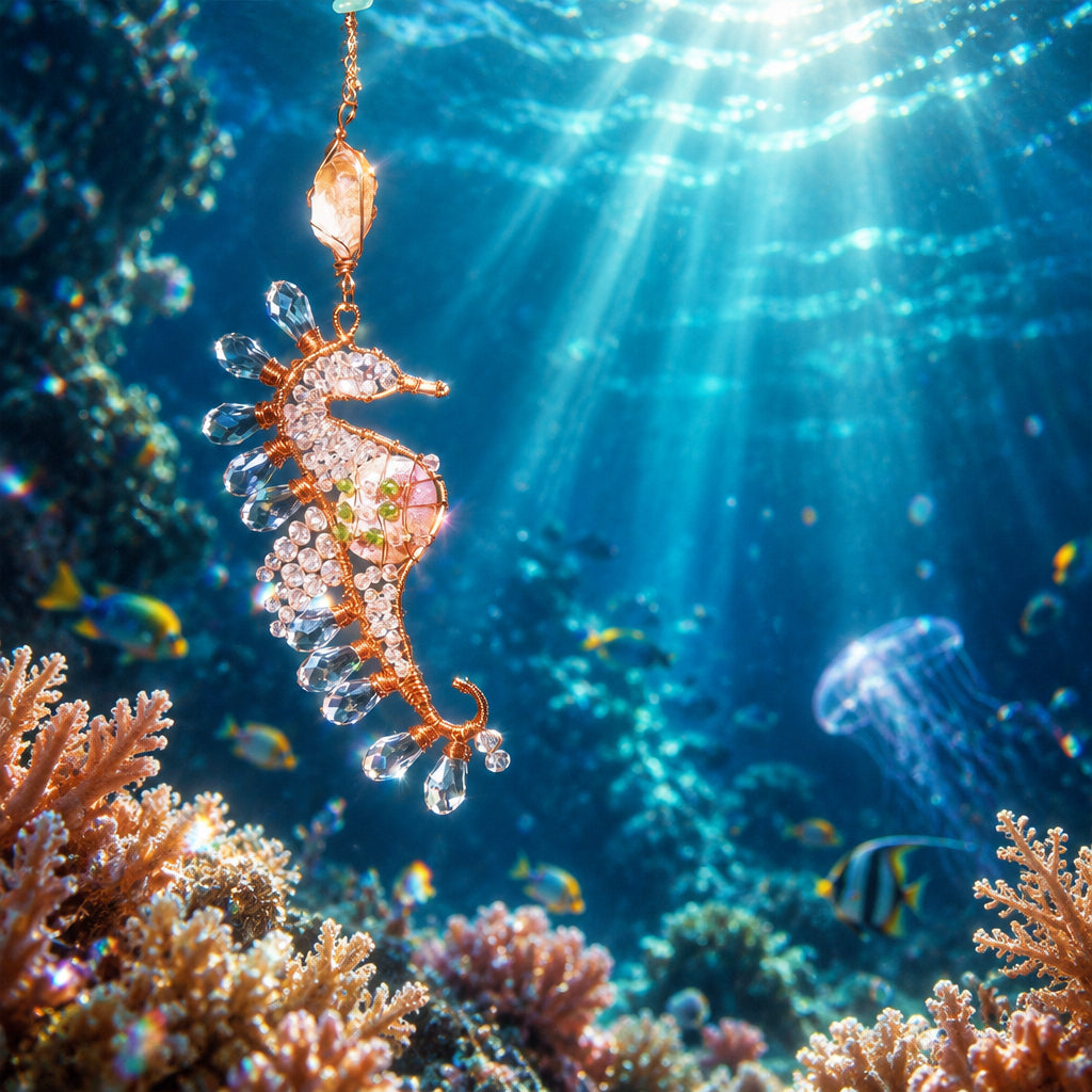 Wire Wrapped Sea Horse Suncatcher