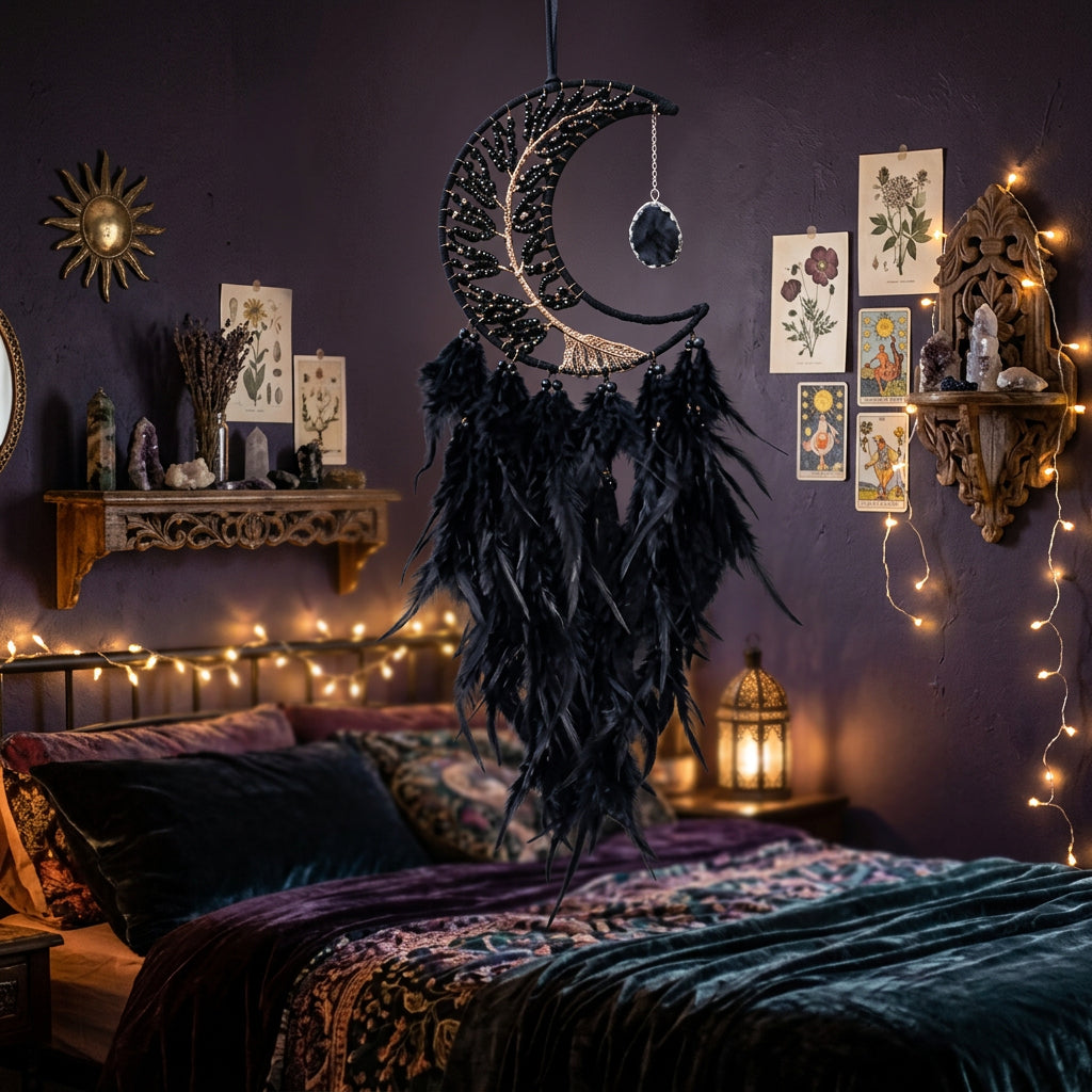 Black Obsidian Tree Moon Mandala