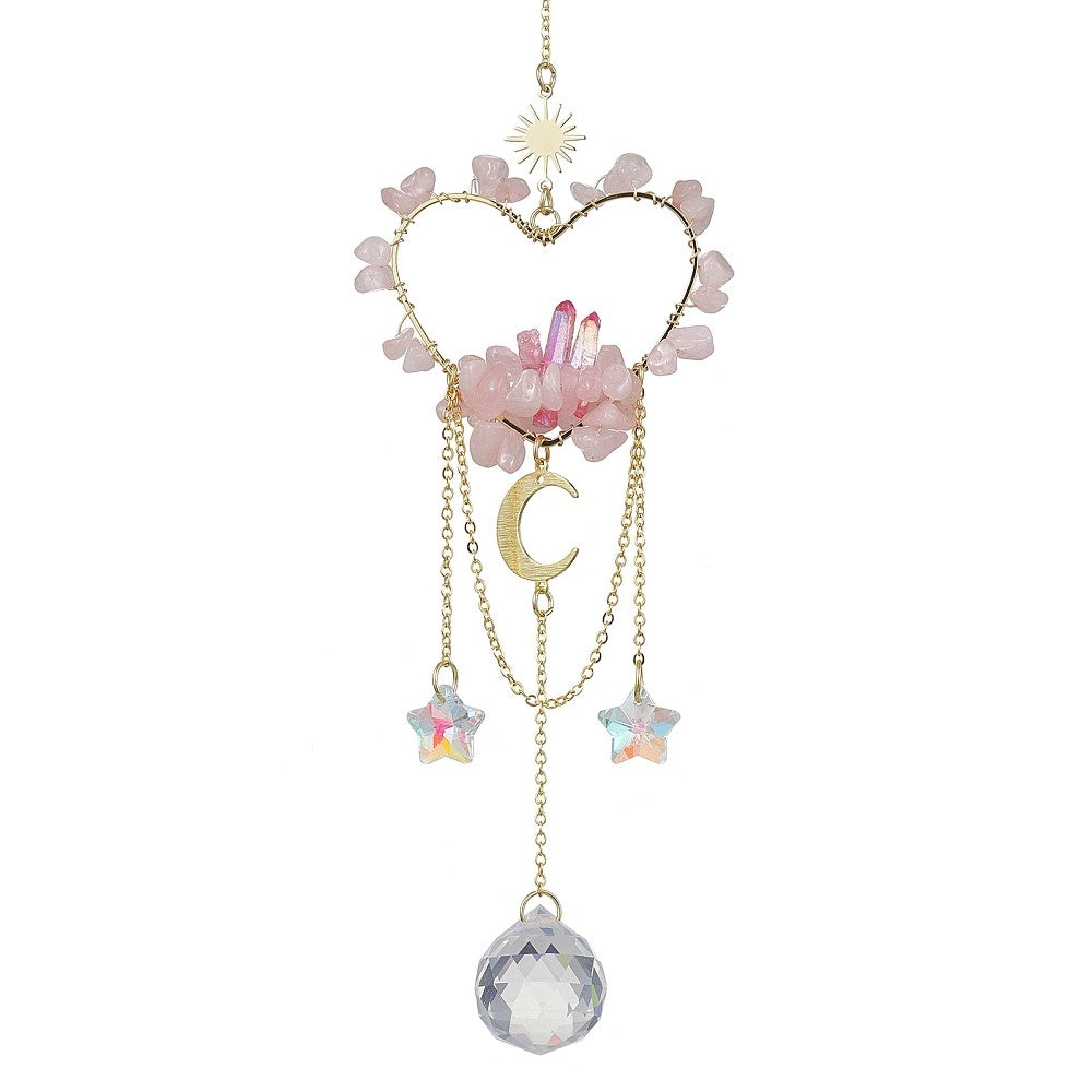 Rose Quartz Heart Suncatcher