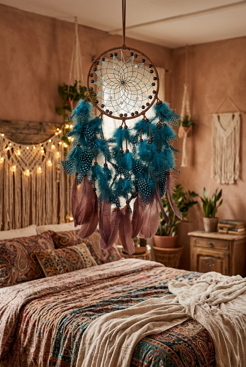 Brown Light Up Turquoise Dreamcatcher