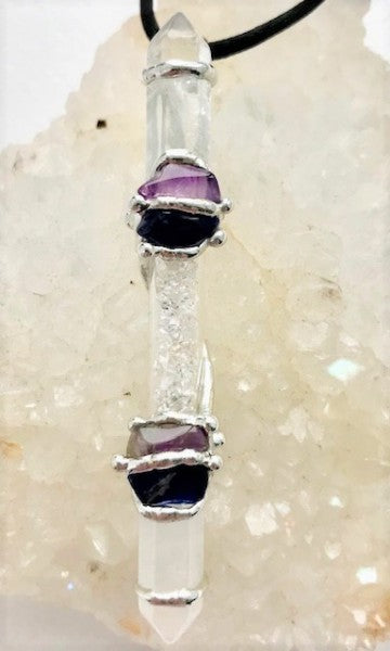 Protection Diamond Quartz Mini Wand Pendant