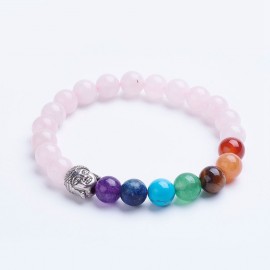 Rose Quartz Buddha 1 Bead Chakra Bracelet