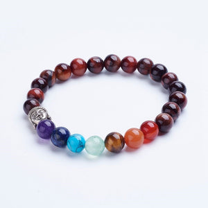 Red Tiger Eye Buddha Chakra Bracelet