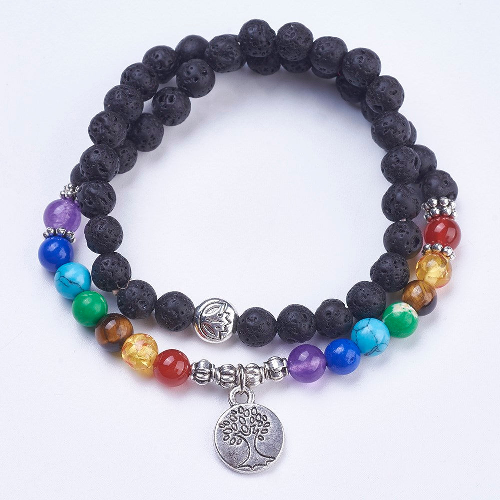 Chakra Lava double wrap Yoga Bracelet