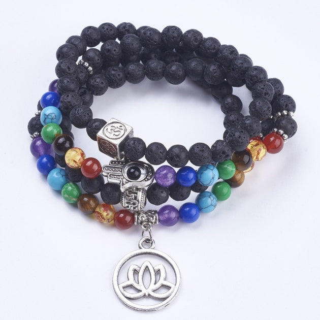 Chakra Lava 4 wrap Bracelet