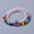 Double wrap Chakra Hamsa Rose Quartz Bracelet