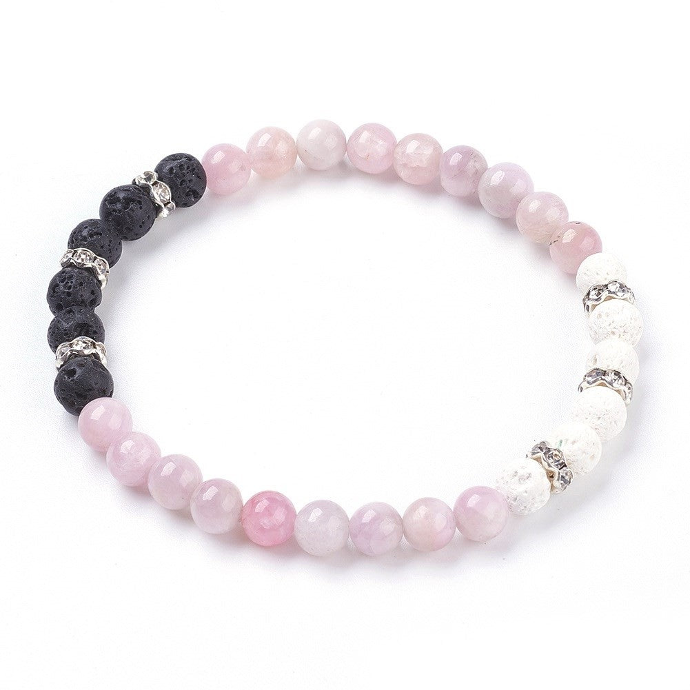 Kunzite Lava 6mm Fancy Bracelet