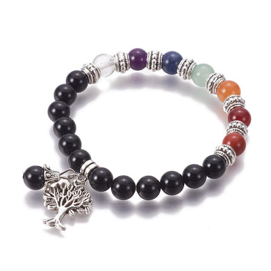 Black Obsidian Tree Chakra Bracelet