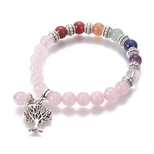 Rose Quartz Tree Chakra Bracelet