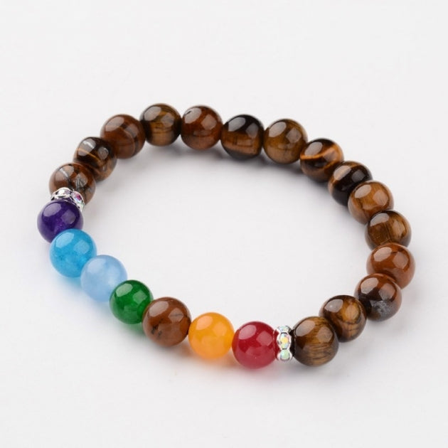 Tiger Eye Chakra Rhinestone Bracelet