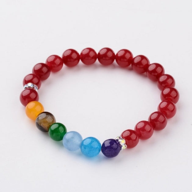 Red Jade Chakra Rhinestone Bracelet
