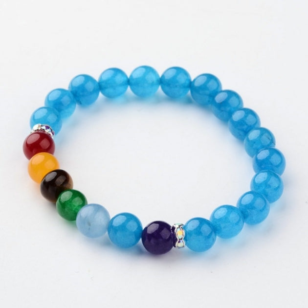 Blue Agate Chakra Rhinestone Bracelet