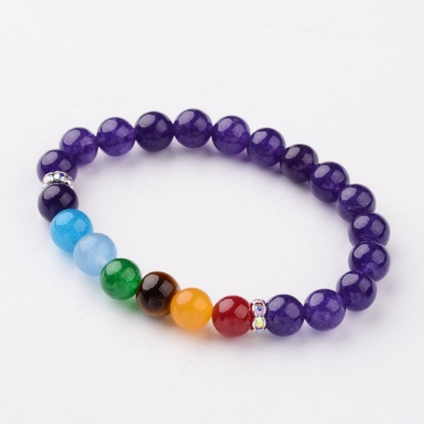 Purple Jade Chakra Rhinestone Bracelet