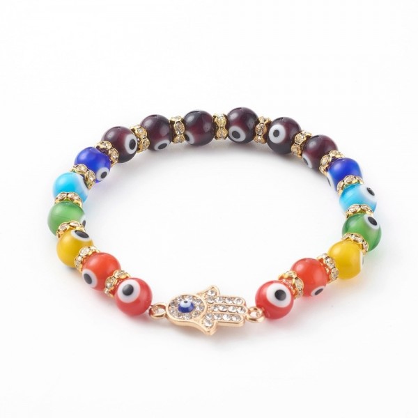 Evil Eye Chakra Hamsa Gold Bracelet