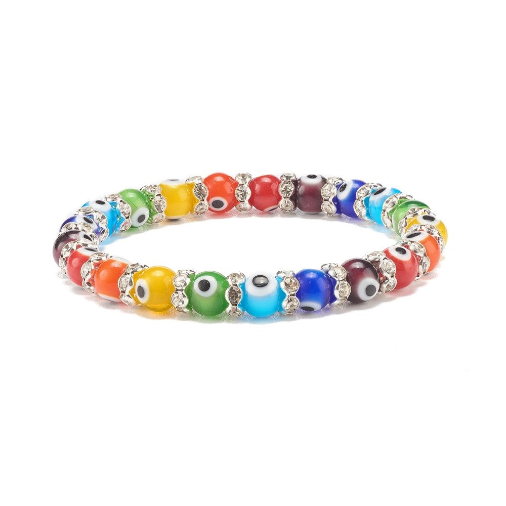 Chakra Evil Eye Silver Bracelet