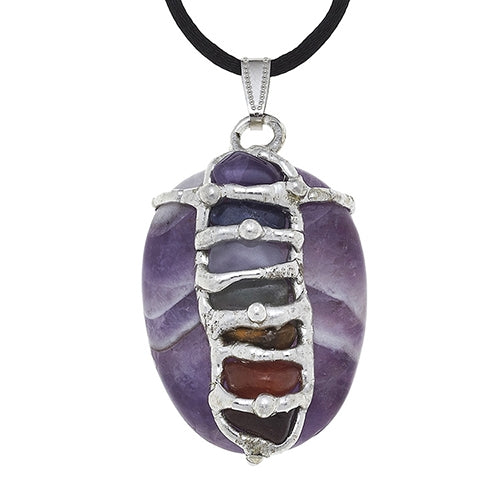 Chakra Amethyst Worry Stone Pendant