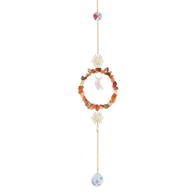 Gemstone Chip with Crystal Ball Suncatcher Carnelian