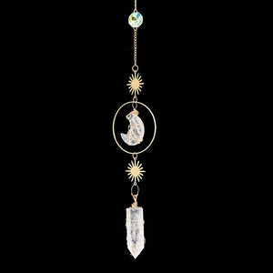 Clear Quartz Moon and Crystal Decoration