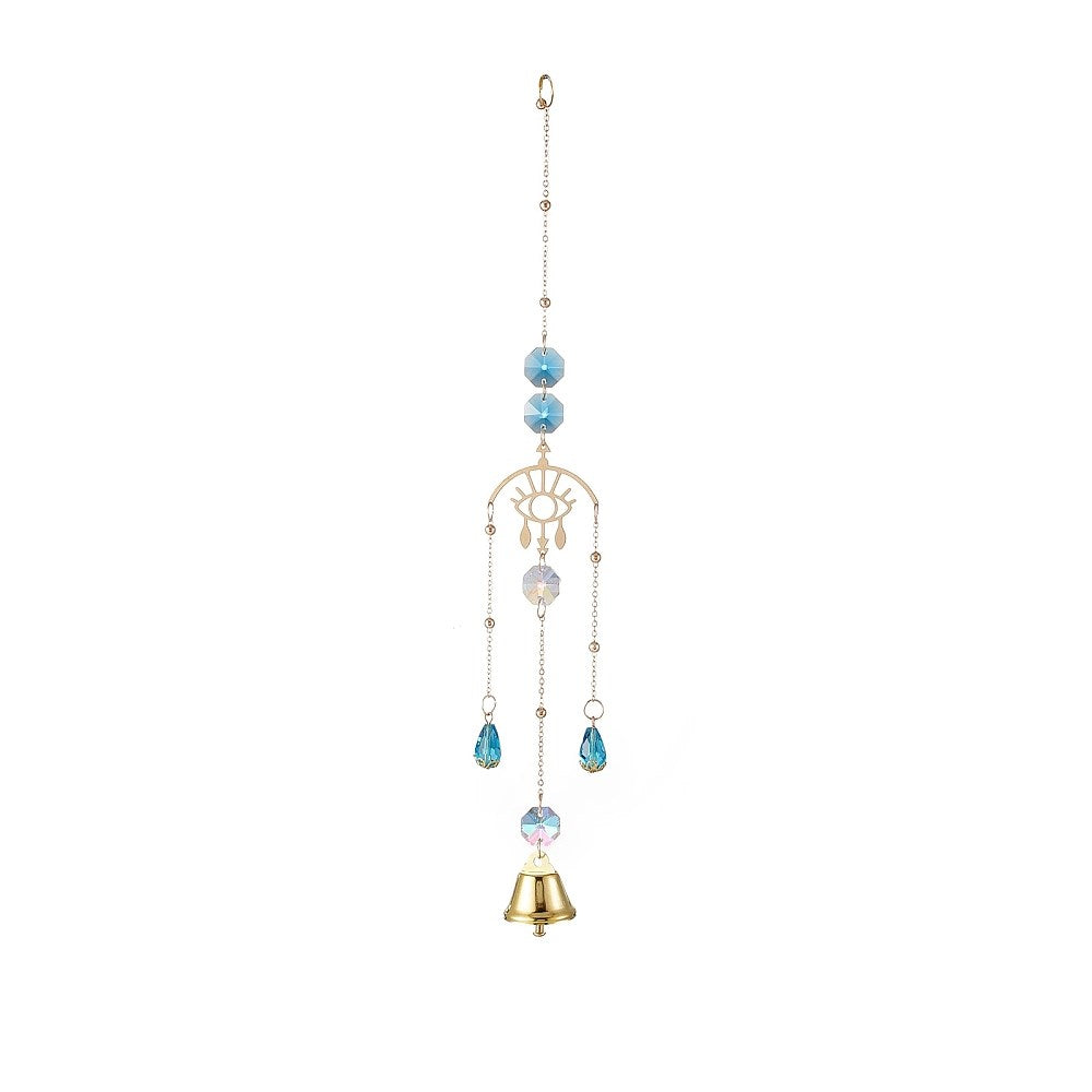 Aqua Evil Eye and Bell Suncatcher
