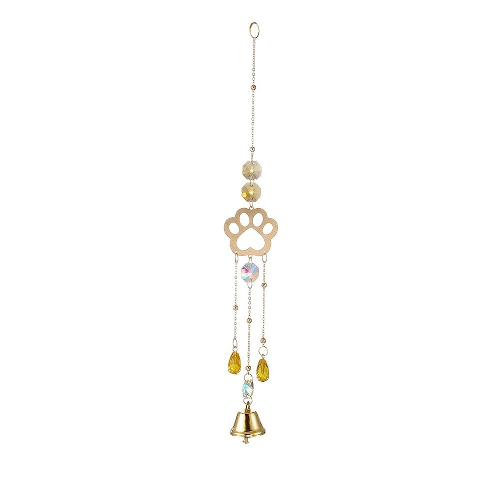 Yellow and Clear Paw Bell Suncatcher