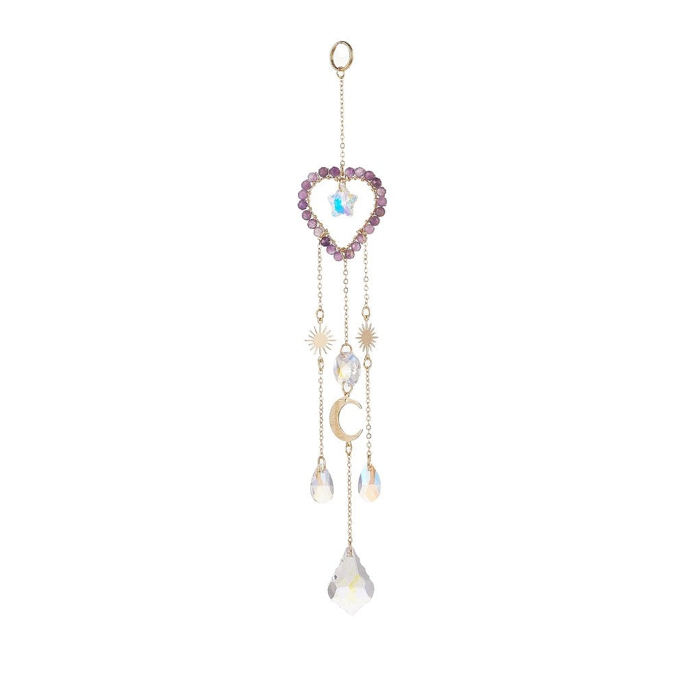 Amethyst Heart Celestial Suncatcher