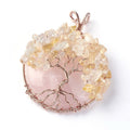 Citrine Tree on Rose Quartz Pendant