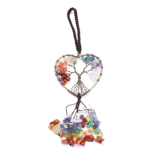 Chakra Hanging Tree Heart Decoration