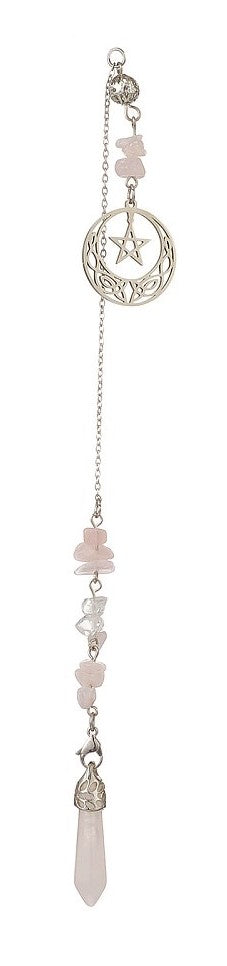 Rose Quartz Moon and Star Pendulum