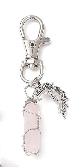 Rose Quartz Wire Wrap Keychain