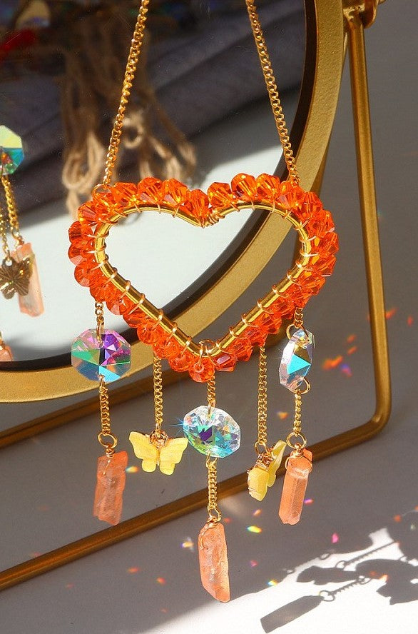 Orange Heart Suncatcher