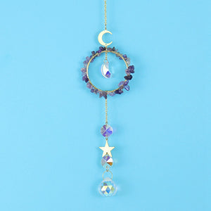 Amethyst Circle Star Moon Suncatcher