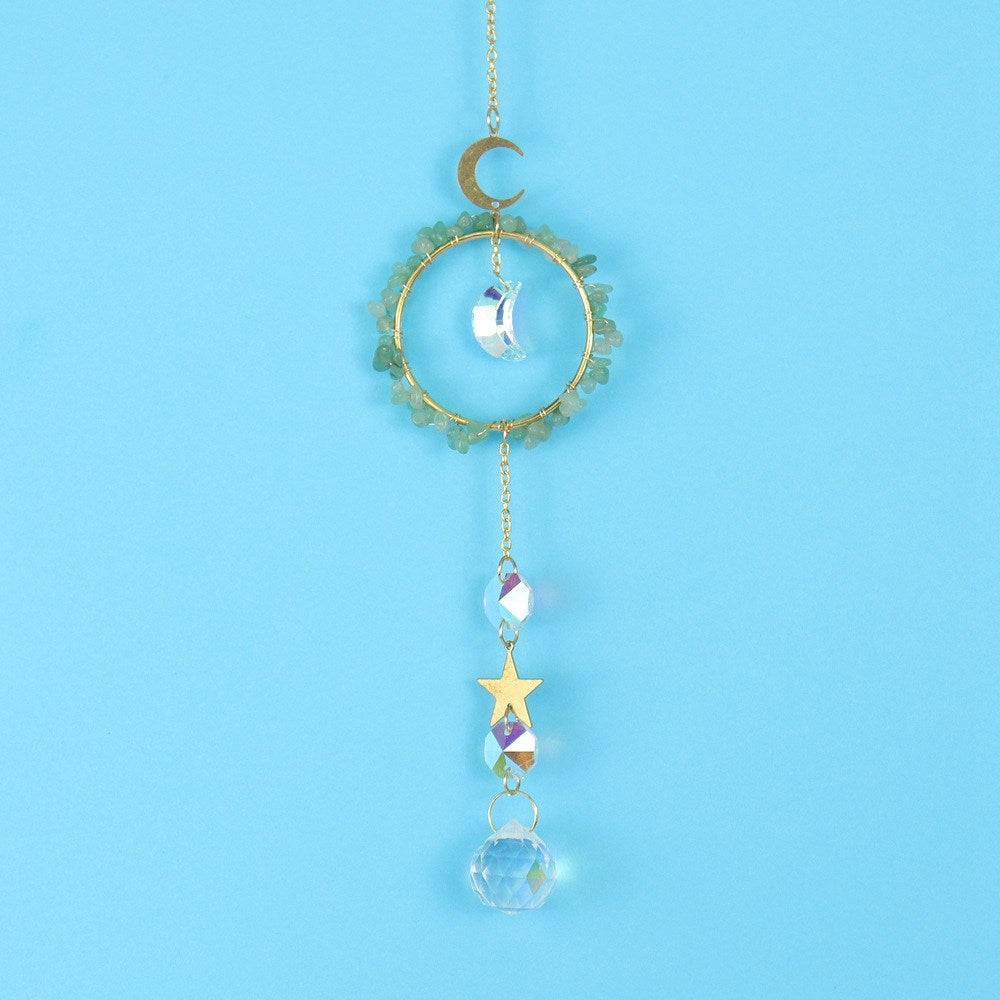 Aventurine Circle Star Moon Suncatcher
