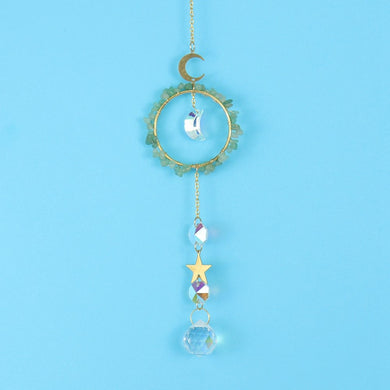 Aventurine Circle Star Moon Suncatcher