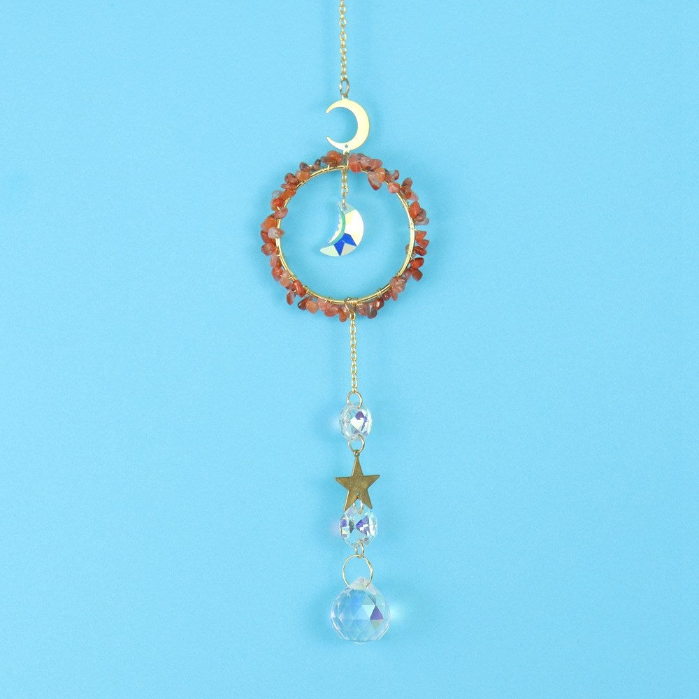 Carnelian Circle Star Moon Suncatcher
