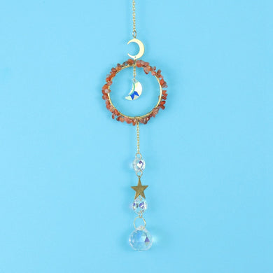 Carnelian Circle Star Moon Suncatcher
