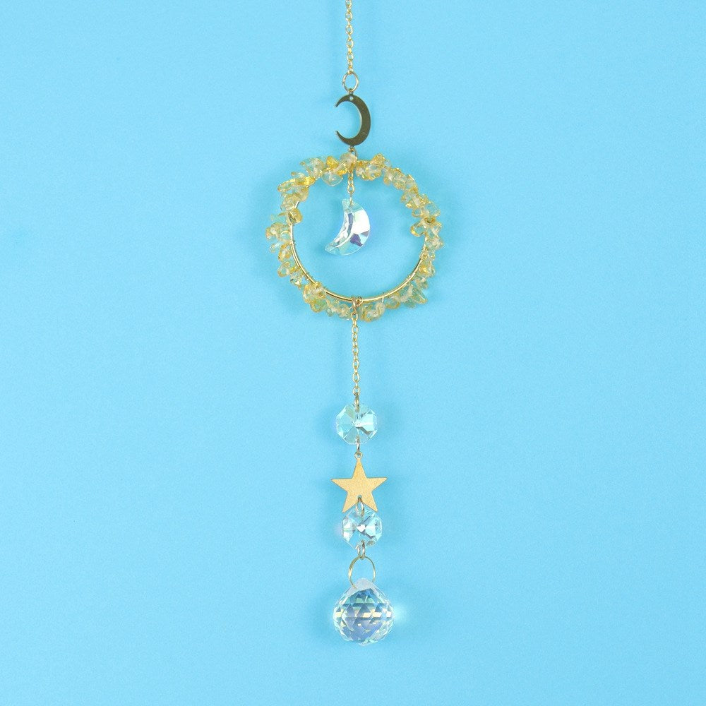 Citrine Circle Star Moon Suncatcher