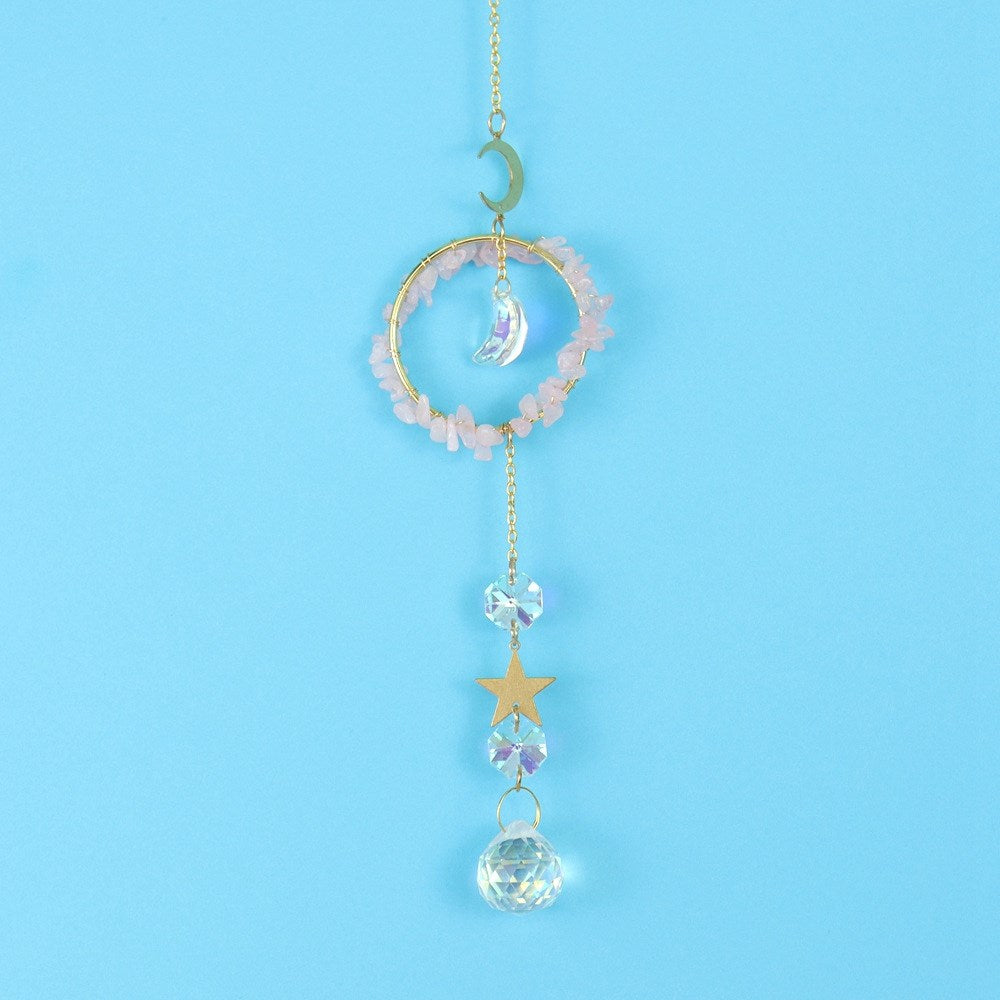 Rose Circle Star Moon Suncatcher